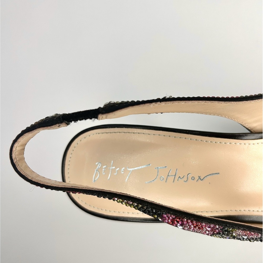Betsey Johnson Clark Rhinestone Floral Slingback Pumps Black Pink Heels 10 NWOT - Picture 12 of 12